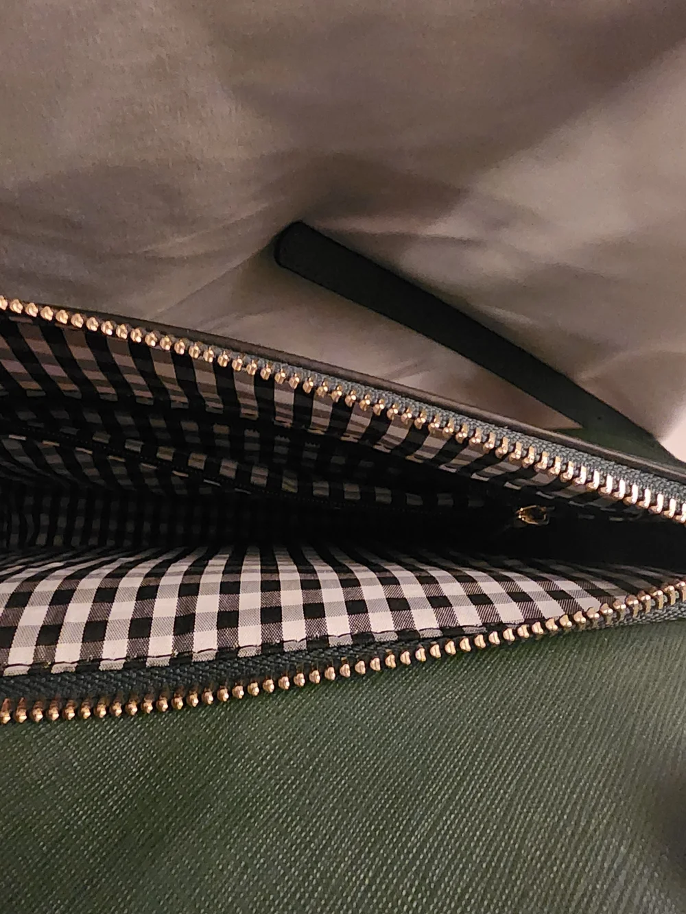 Emerald Green Ella Cherie Top-Handle Satchel with Gold Charm/Gingham Interior